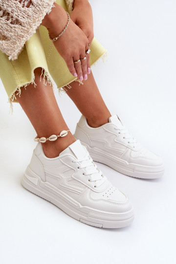 Sneakers modeļa apavi   ar platformu no eko ādas baltas krāsas Lynnette 2