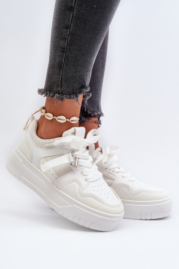 Sneakers modeļa apavi   ar platformu no eko ādas baltas krāsas Moun 2