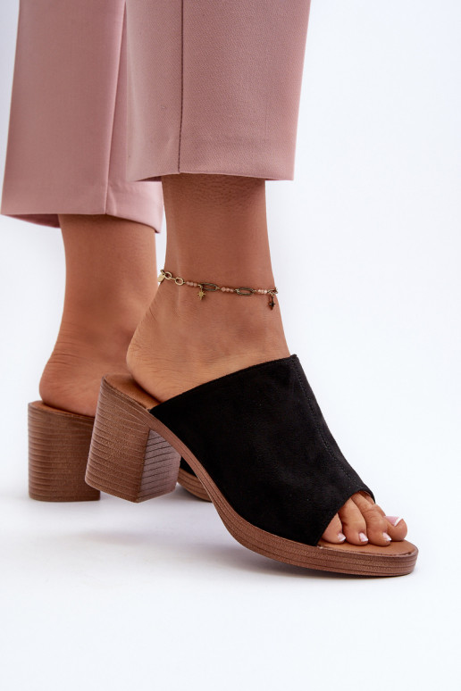 Eleganta stila  sieviešu čības ar papēdi melnas krāsas Varnila Eleganta stila  sieviešu čības ar papēdi melnas krāsas Varnila