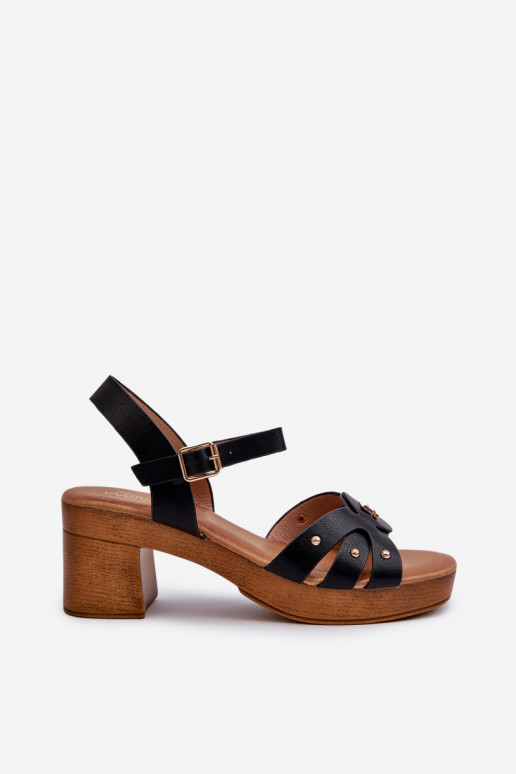 Sieviešu basenes ar papēdi no eko ādas melnas krāsas Assames Sieviešu basenes ar papēdi no eko ādas melnas krāsas Assames