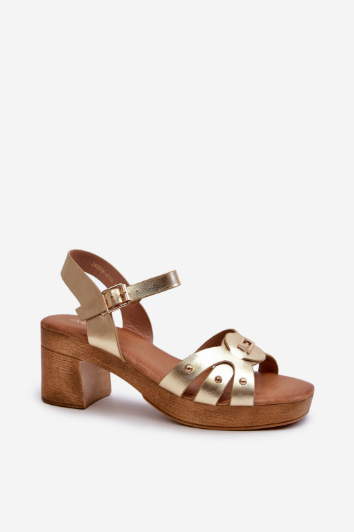 Sieviešu basenes ar papēdi no eko ādas Zelta krāsas Assames Sieviešu basenes ar papēdi no eko ādas Zelta krāsas Assames