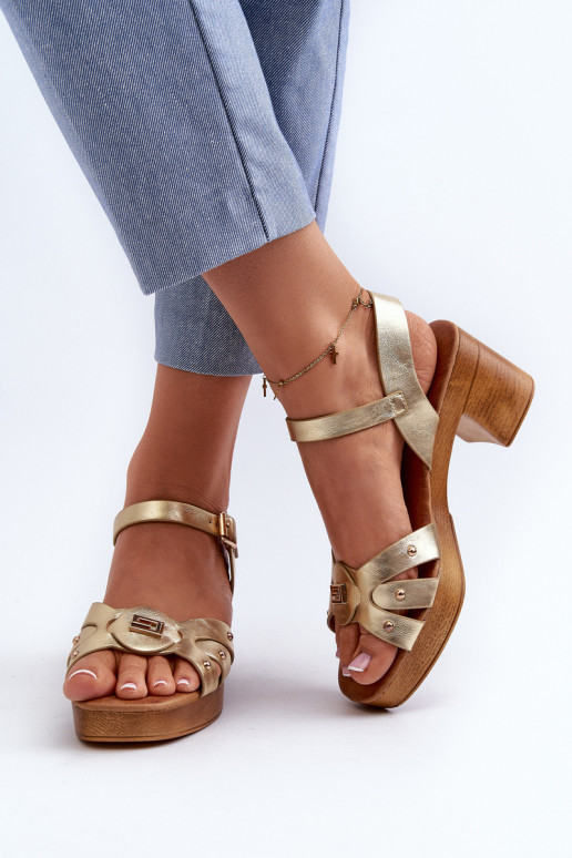 Sieviešu basenes ar papēdi no eko ādas Zelta krāsas Assames Sieviešu basenes ar papēdi no eko ādas Zelta krāsas Assames