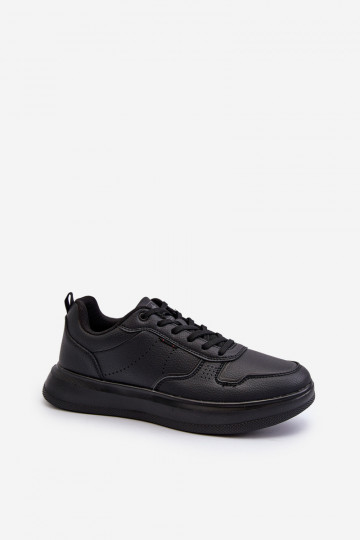 Sneakers modeļa apavi  ar platformu no eko ādas melnas krāsas Uziran
