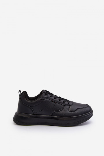 Sneakers modeļa apavi  ar platformu no eko ādas melnas krāsas Uziran 2