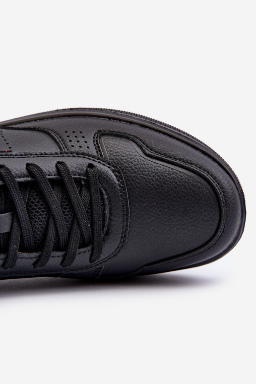 Sneakers modeļa apavi  ar platformu no eko ādas melnas krāsas Uziran