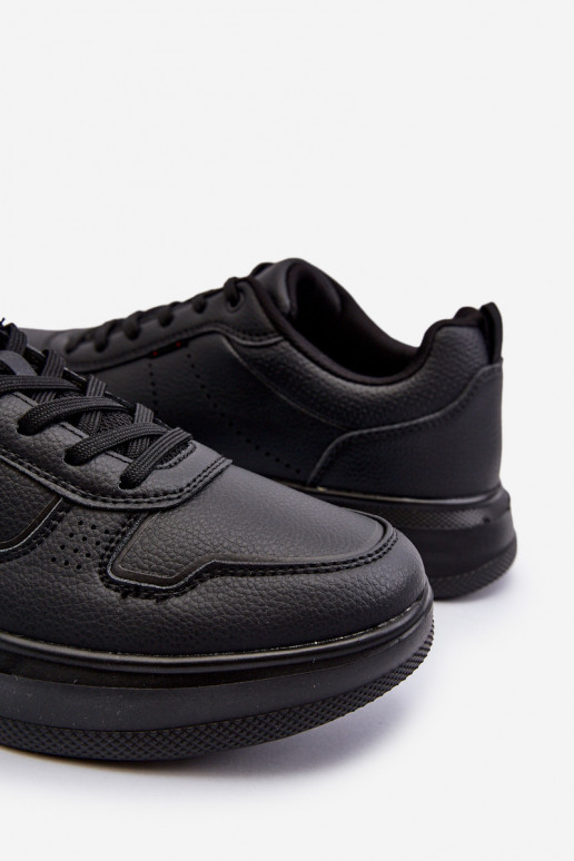 Sneakers modeļa apavi  ar platformu no eko ādas melnas krāsas Uziran