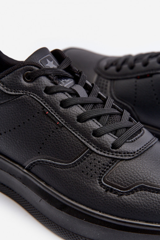 Sneakers modeļa apavi  ar platformu no eko ādas melnas krāsas Uziran