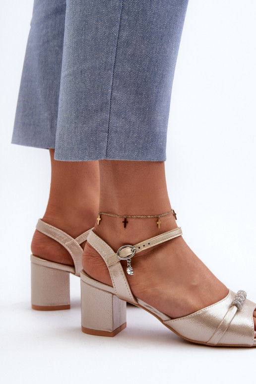 Sieviešu basenes Eko   ar papēdi  Zelta krāsas Narhi