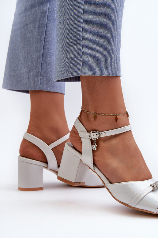 Sieviešu basenes Eko   ar papēdi  Sudraba krāsas Narhi