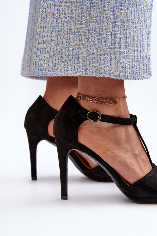 Sieviešu augstpapēžu sandales, kas izgatavotas no Eco Suede, Black Obdaria Sieviešu augstpapēžu sandales, kas izgatavotas no Eco Suede, Black Obdaria