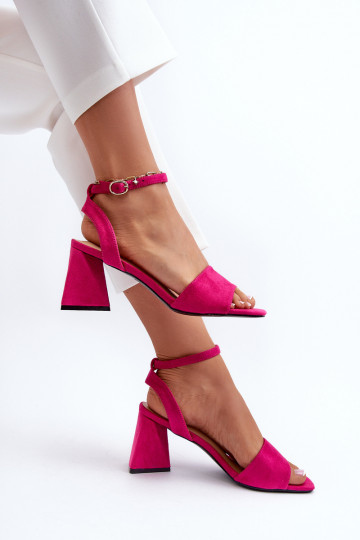 Sieviešu augstpapēžu sandales, kas izgatavotas no Eco Suede Fuchsia Upttima 2