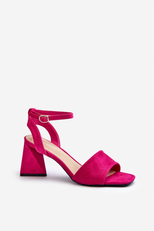 Sieviešu augstpapēžu sandales, kas izgatavotas no Eco Suede Fuchsia Upttima