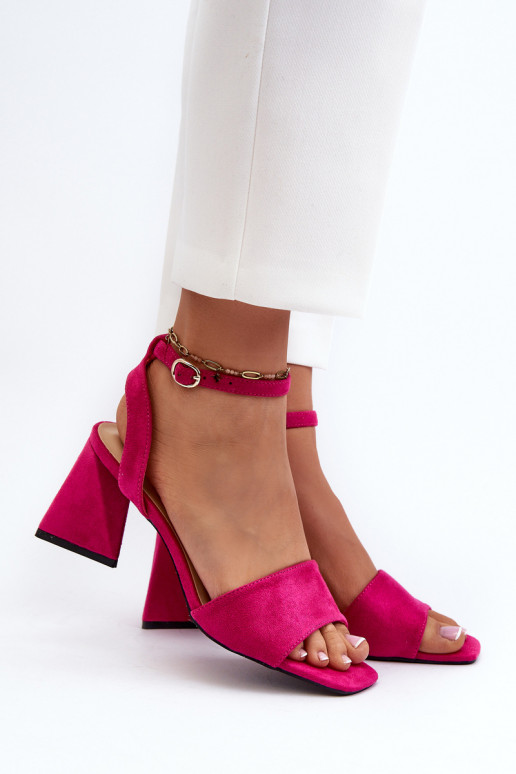 Sieviešu augstpapēžu sandales, kas izgatavotas no Eco Suede Fuchsia Upttima