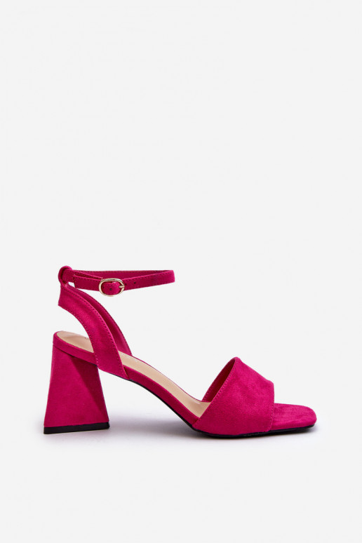Sieviešu augstpapēžu sandales, kas izgatavotas no Eco Suede Fuchsia Upttima