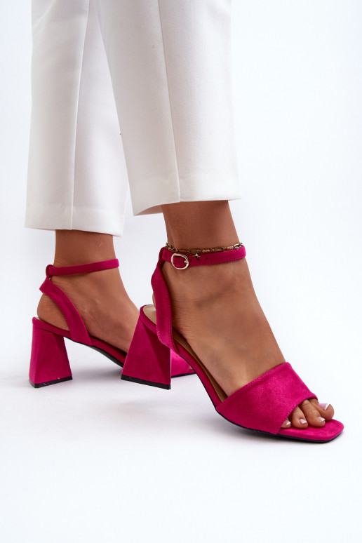 Sieviešu augstpapēžu sandales, kas izgatavotas no Eco Suede Fuchsia Upttima