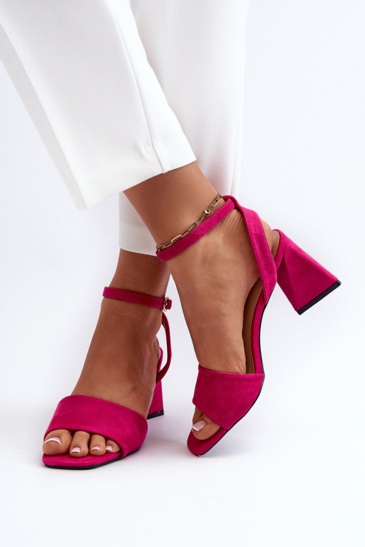 Sieviešu augstpapēžu sandales, kas izgatavotas no Eco Suede Fuchsia Upttima