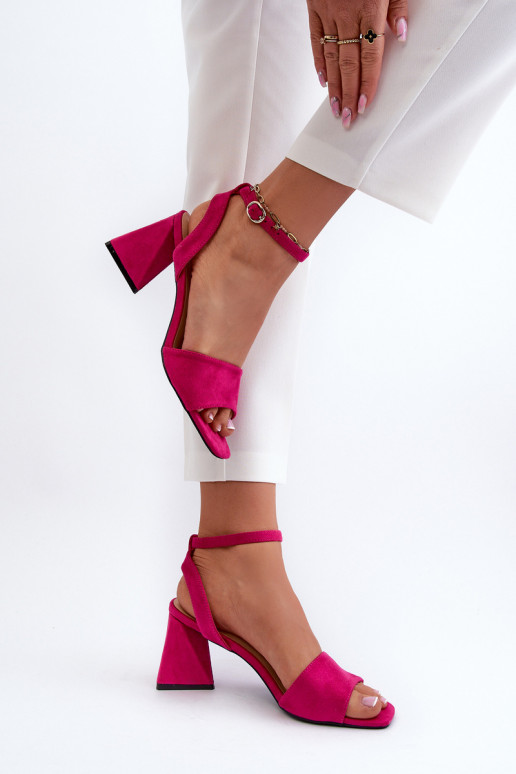 Sieviešu augstpapēžu sandales, kas izgatavotas no Eco Suede Fuchsia Upttima