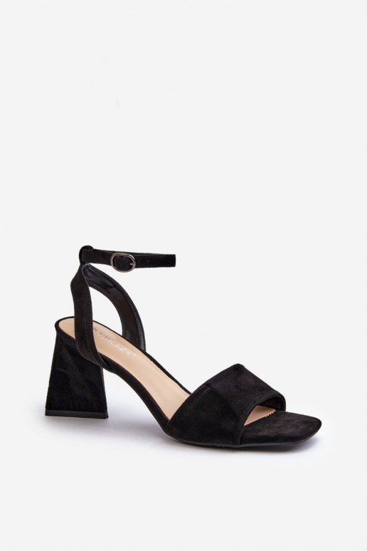 Sieviešu augstpapēžu sandales, kas izgatavotas no Eco Suede Black Upttima