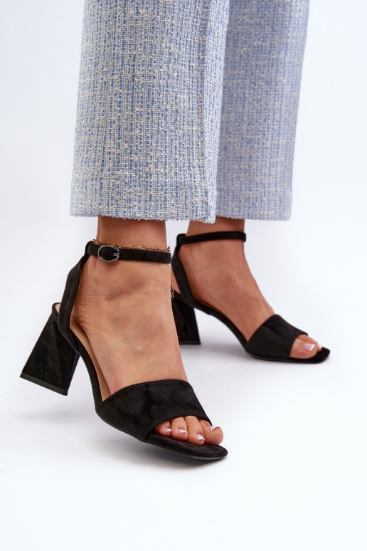 Sieviešu augstpapēžu sandales, kas izgatavotas no Eco Suede Black Upttima