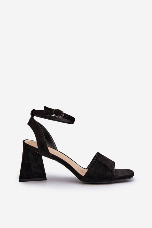 Sieviešu augstpapēžu sandales, kas izgatavotas no Eco Suede Black Upttima