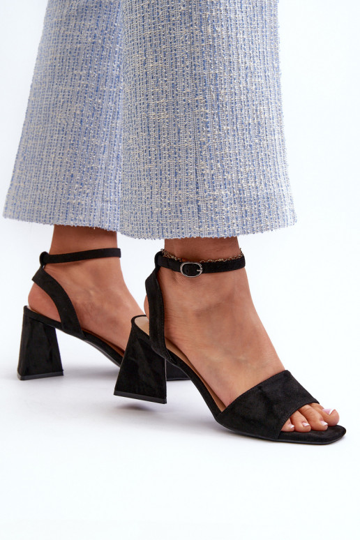 Sieviešu augstpapēžu sandales, kas izgatavotas no Eco Suede Black Upttima