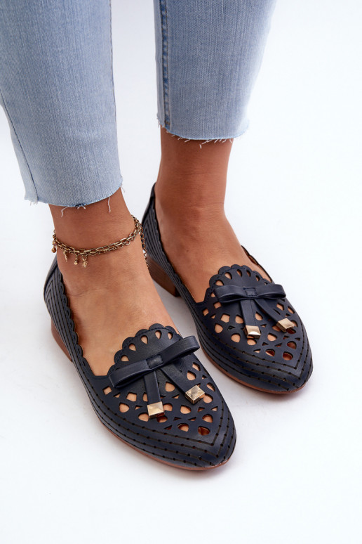 Ažūra balerīnas   ar bantītēm tumši zilas krāsas Nestavia