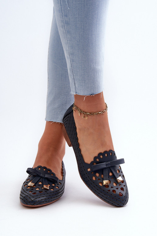 Ažūra balerīnas   ar bantītēm tumši zilas krāsas Nestavia