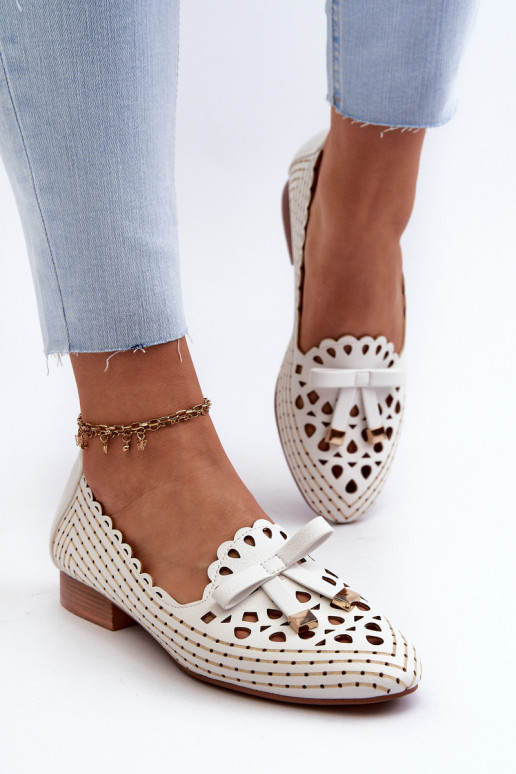 Ažūra balerīnas   ar bantītēm baltas krāsas Nestavia