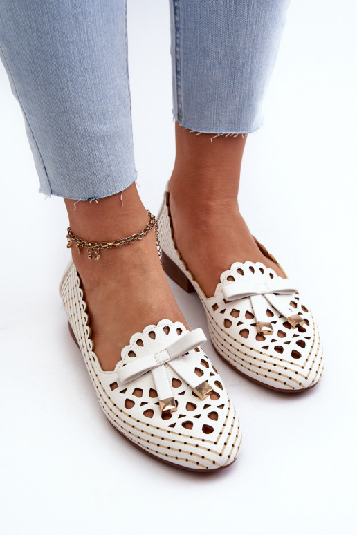 Ažūra balerīnas   ar bantītēm baltas krāsas Nestavia