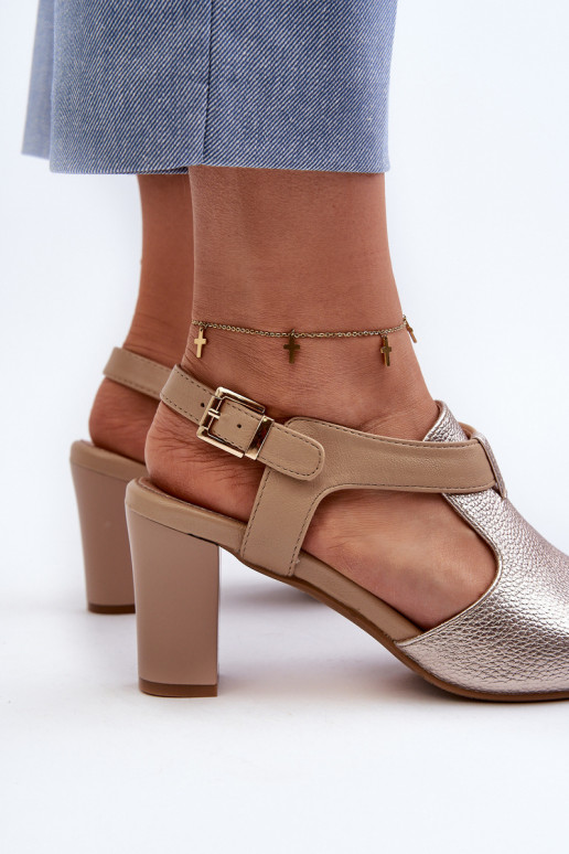 Sieviešu basenes no eko ādas Zelta krāsas Queenmarie Sieviešu basenes no eko ādas Zelta krāsas Queenmarie