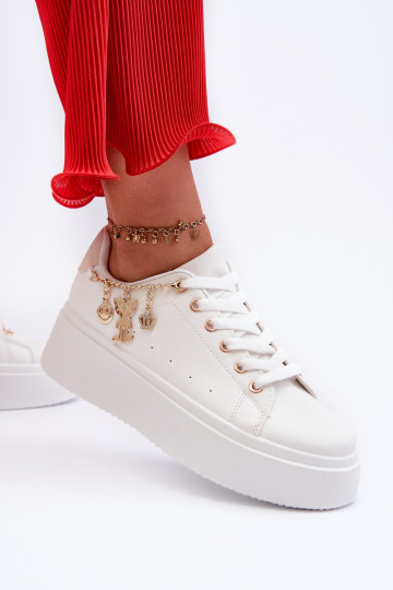 Sneakers modeļa apavi   ar platformu  baltas krāsas Tivissa 2