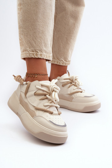 Sneakers modeļa apavi   ar platformu smilšu krāsas Moariella 2