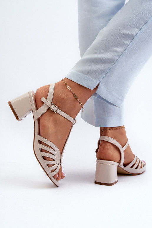 Laque   Elegantas augstpapēžu sandales Sergio Leone SK880 smilšu krāsas