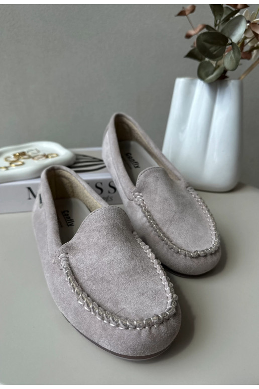 Sieviešu eko zamšādas mokasīni, violeta Amrutia