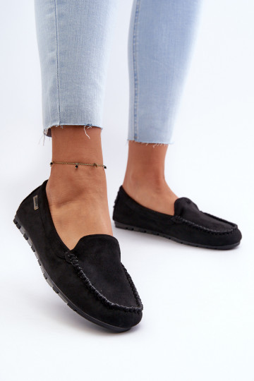 Sieviešu mokasīni, kas izgatavoti no Eco Suede Black Amrutia 2