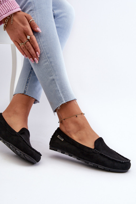 Sieviešu mokasīni, kas izgatavoti no Eco Suede Black Amrutia