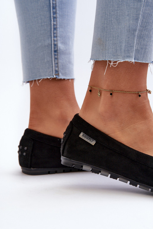 Sieviešu mokasīni, kas izgatavoti no Eco Suede Black Amrutia