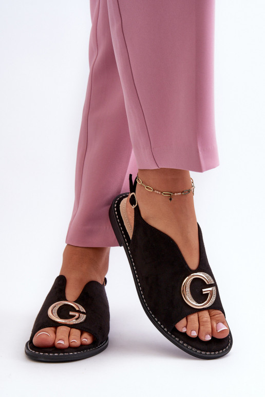 Eleganta stila Sieviešu basenes ar ornamentiem owe S.Barski KV27-058 melnas krāsas