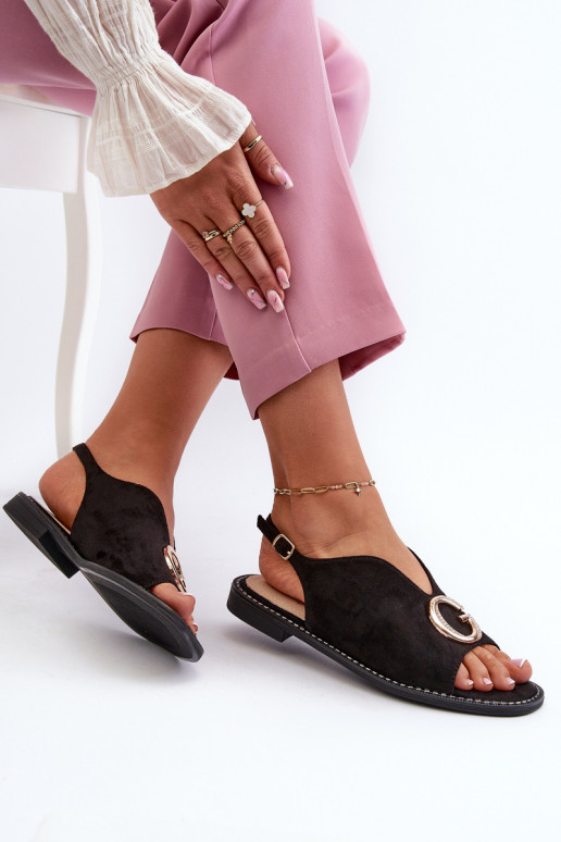 Eleganta stila Sieviešu basenes ar ornamentiem owe S.Barski KV27-058 melnas krāsas