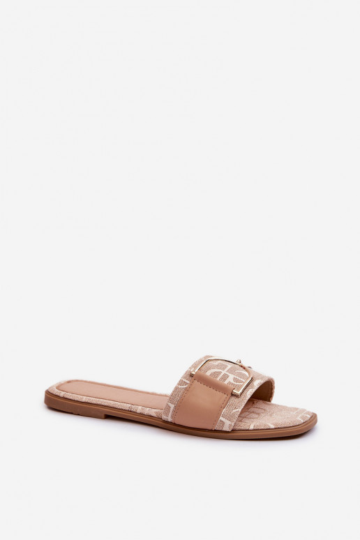 spīdīgs sieviešu čības ar ornamentiem smilšu krāsas Taleci