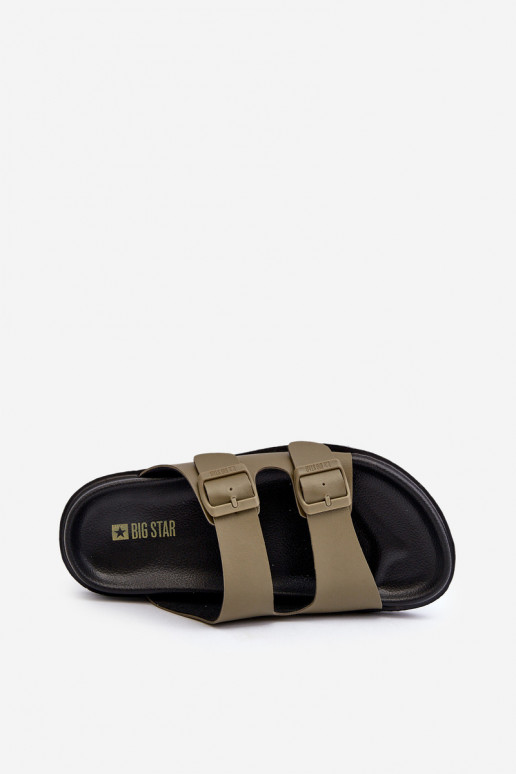 Vieglas vīriešu čības ar sprādzēm Big Star NN174592 haki krāsas