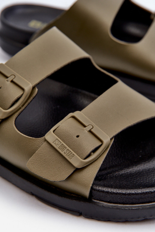 Vieglas vīriešu čības ar sprādzēm Big Star NN174592 haki krāsas