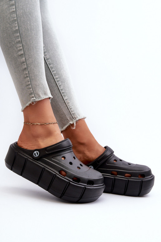 Vieglas čības uz pirksta sieviešu čības ar platformu melnas krāsas Itubia