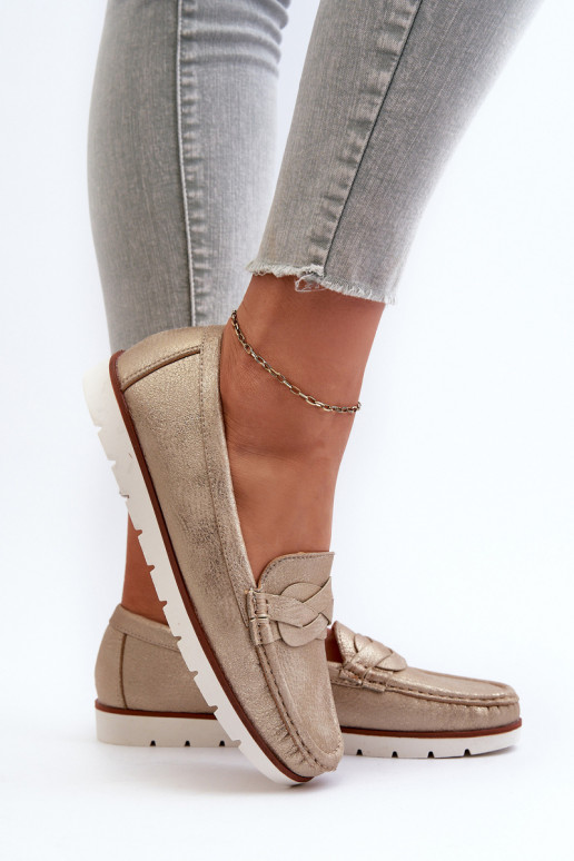 sieviešu mokasīni no eko ādas Zelta krāsas Nestalia