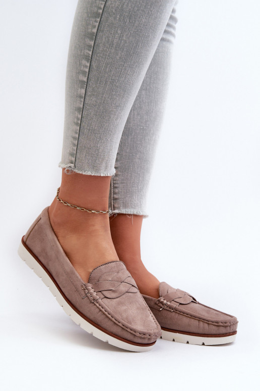 Sieviešu eko zamšādas mokasīni, tumši bēšs Nestalia