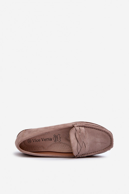 Sieviešu eko zamšādas mokasīni, tumši bēšs Nestalia