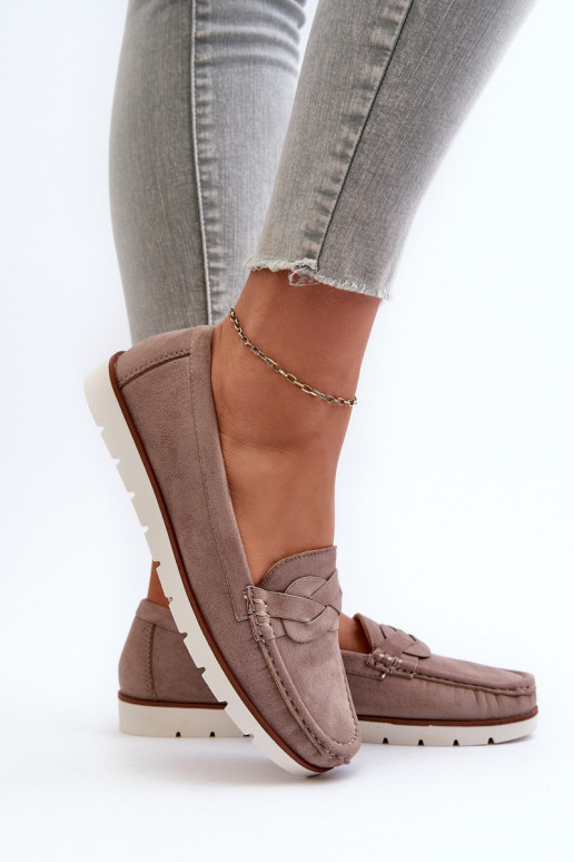 Sieviešu eko zamšādas mokasīni, tumši bēšs Nestalia