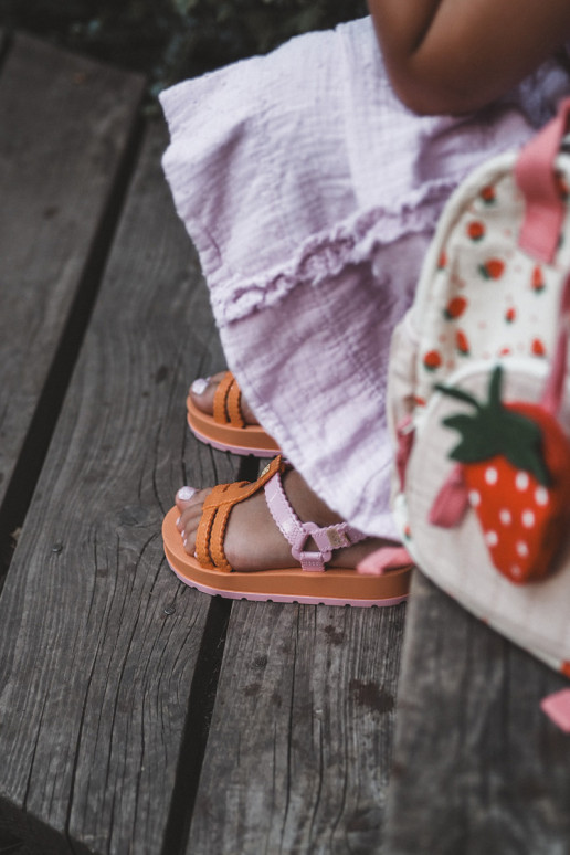 Bērnu apavi  sandales ar lipīgām aizdarēm  LL385026 oranžas krāsas