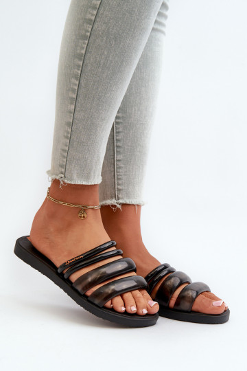 Sieviešu dzīvoklis Gumijas Čības 26727 Ipanema Puffer Tiras Fem melnas krāsas 2