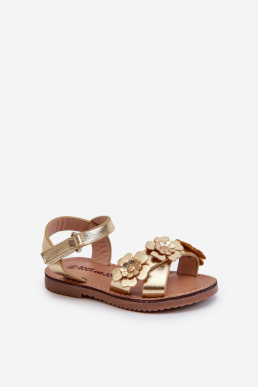 sandales Bērnu apavi Ozdobione kami ar lipīgām aizdarēm Zelta krāsas Fagossa